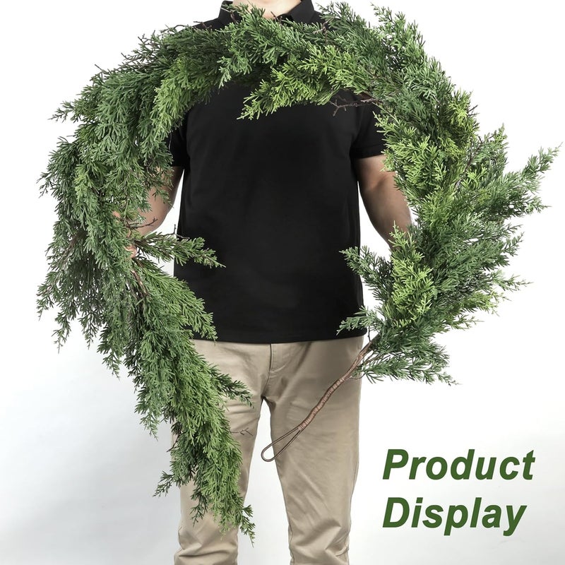 Artgar 16 Ft Christmas Cedar Garland - Realistic Greenery Cypress Garlands - Real Touch Artificial Pine Garland Christmas Decorations for Outdoor Home Dining Table Mantel Stair Porch Winter Xmas Decor - Image 4