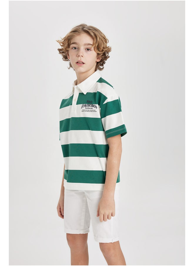 DeFacto - Boy Oversize Fit Polo Neck Knitted Short Sleeve Polo T-Shirt - Image 1