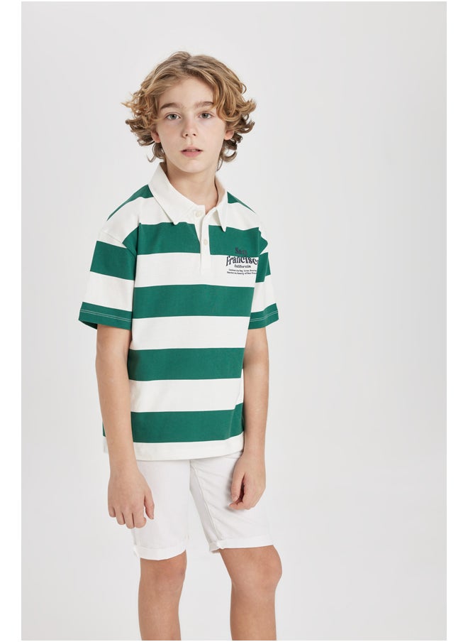 DeFacto - Boy Oversize Fit Polo Neck Knitted Short Sleeve Polo T-Shirt - Image 1