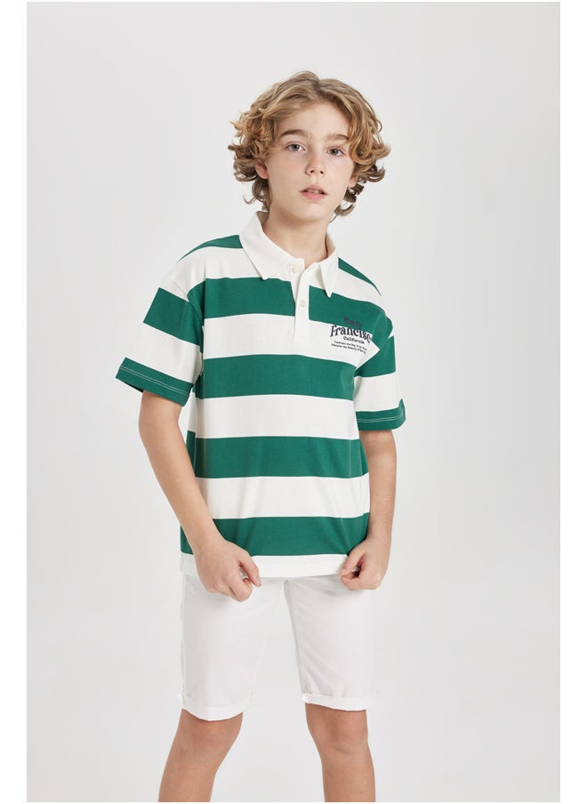 DeFacto - Boy Oversize Fit Polo Neck Knitted Short Sleeve Polo T-Shirt - Image 1