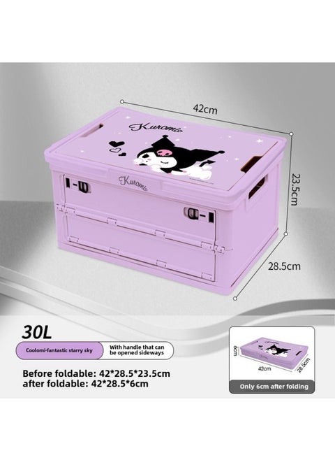 Kitty Folding Storage Box Outdoor Camping Storage Car Trunk Storage Box Car Girl Camping Storage-Specifications:Purple Kurome 30l With Handle That Can Be Opened Sideways And Folded-Color:Standard