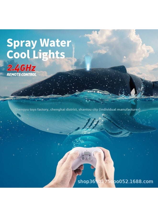 2.4G Simulation Electric Remote Control Whale Children Charging Remote Control Summer Water Toys Gift-Color: Star Blue Whale (Water Spray Light Waterproof Remote Control)-Specifications:Three Batteries -60-90 Minutes Of Battery Life  - Image 1