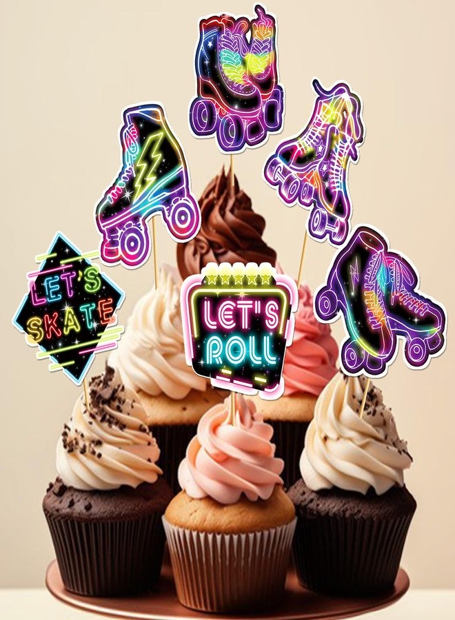 MZ.ogm 24 Pcs Roller Skating Cupcake Toppers Roller Skate Cake Decorations Roller Skating Party Decorations Cupcake Toppers for Roller Skate Birthday Party Decorations - Image 3