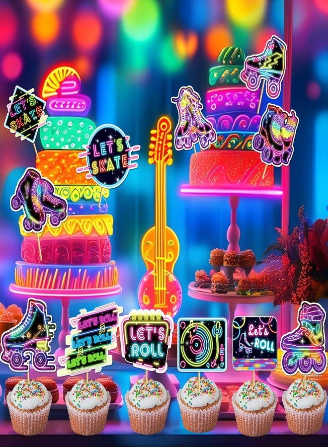 MZ.ogm 24 Pcs Roller Skating Cupcake Toppers Roller Skate Cake Decorations Roller Skating Party Decorations Cupcake Toppers for Roller Skate Birthday Party Decorations - Image 5