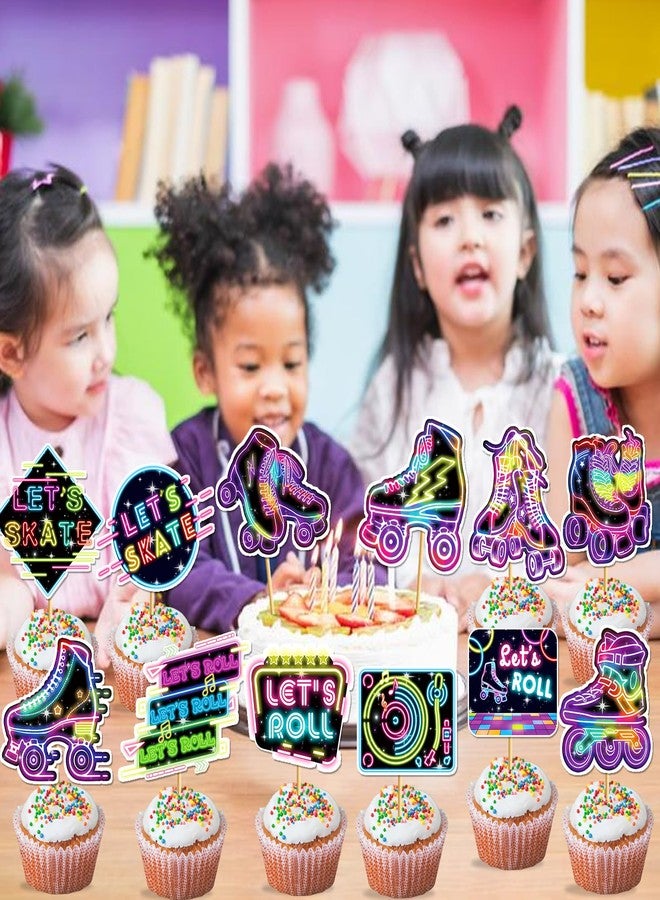MZ.ogm 24 Pcs Roller Skating Cupcake Toppers Roller Skate Cake Decorations Roller Skating Party Decorations Cupcake Toppers for Roller Skate Birthday Party Decorations - Image 4