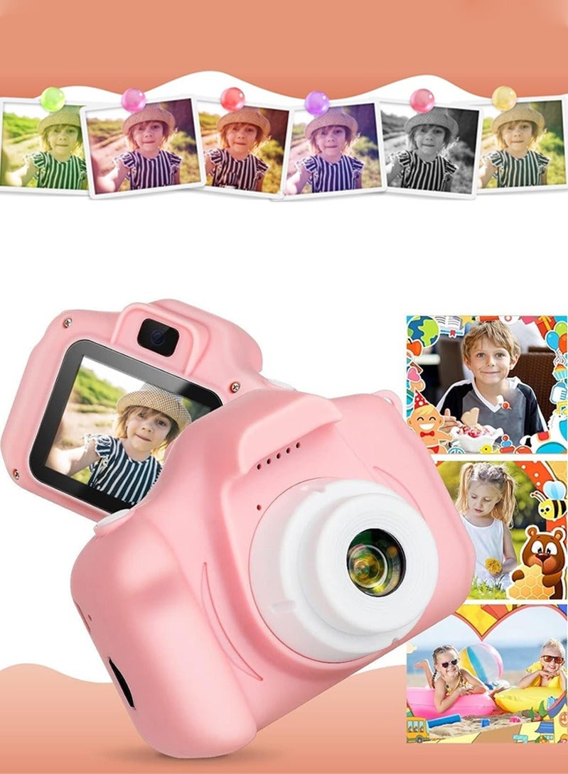Halamine kids camera,Kids Mini Digital Camera, LCD 2inch HD Digital Camera Video Photo Recorder Kids , Rechargeable, Pink - Image 1