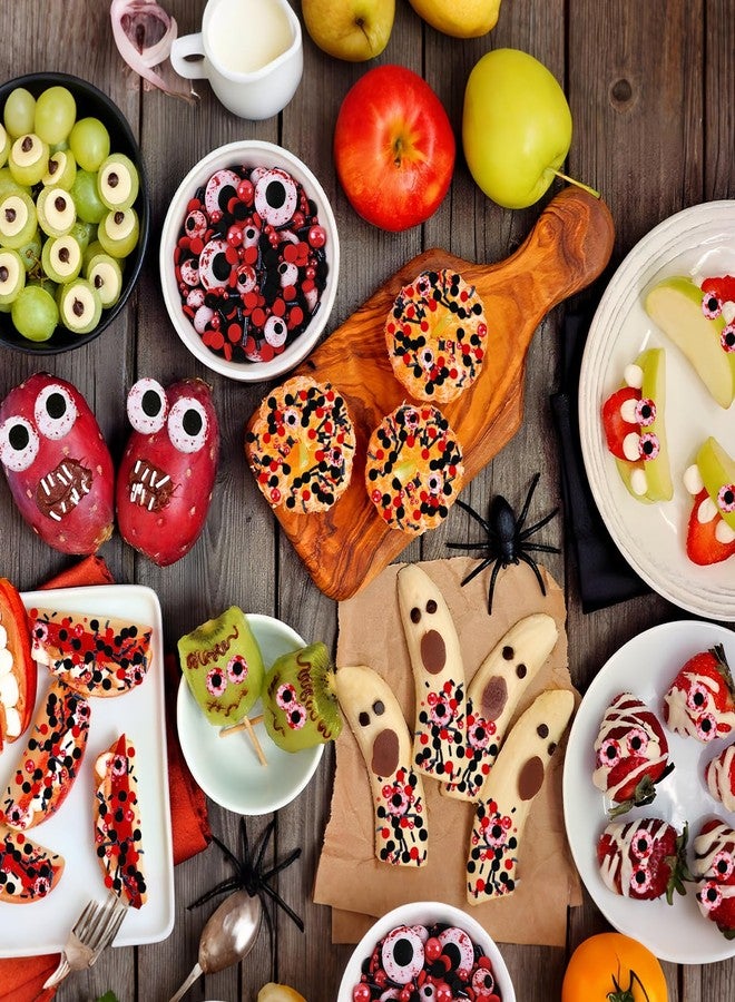 Morofme 3.5 oz Halloween Candy Eyeballs Sprinkles Edible Eyes Sprinkles Edible Eyeball Cake for Decorating Red Black Jimmies Mix Sprinkle Halloween Eyeball Candy for Cupcake Cookie Dessert Baking - Image 3