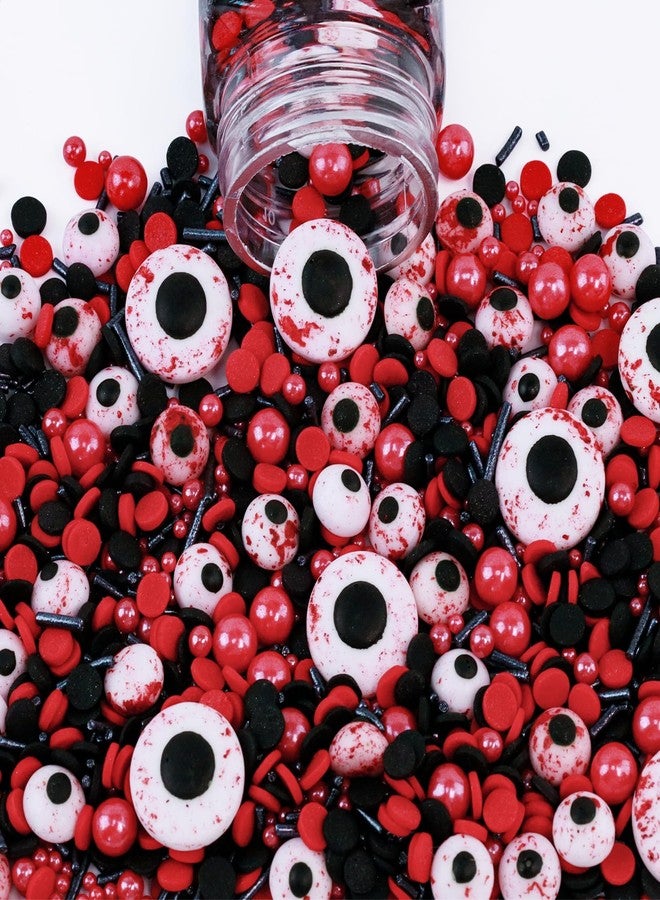 Morofme 3.5 oz Halloween Candy Eyeballs Sprinkles Edible Eyes Sprinkles Edible Eyeball Cake for Decorating Red Black Jimmies Mix Sprinkle Halloween Eyeball Candy for Cupcake Cookie Dessert Baking - Image 1