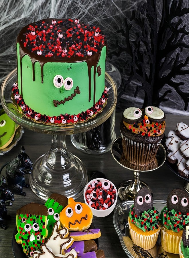 Morofme 3.5 oz Halloween Candy Eyeballs Sprinkles Edible Eyes Sprinkles Edible Eyeball Cake for Decorating Red Black Jimmies Mix Sprinkle Halloween Eyeball Candy for Cupcake Cookie Dessert Baking - Image 2