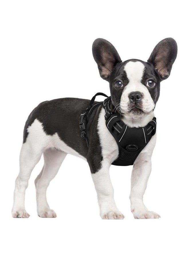 رابيتجو سترة تسخير للكلاب من rabbitgoo بدون شد مع مشبكين للمقود، مبطنة وناعمة قابلة للتعديل، سترة عاكسة من أكسفورد بدون اختناق مع مقبض تحكم سهل للكلاب الصغيرة، أسود، مقاس صغير - Image 1