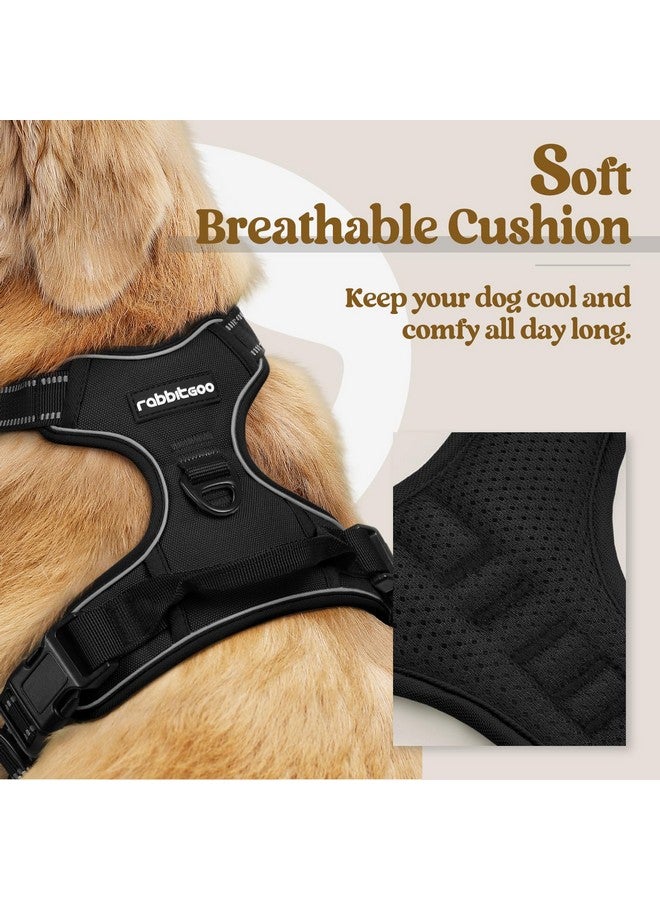رابيتجو سترة تسخير للكلاب من rabbitgoo بدون شد مع مشبكين للمقود، مبطنة وناعمة قابلة للتعديل، سترة عاكسة من أكسفورد بدون اختناق مع مقبض تحكم سهل للكلاب الصغيرة، أسود، مقاس صغير - Image 2