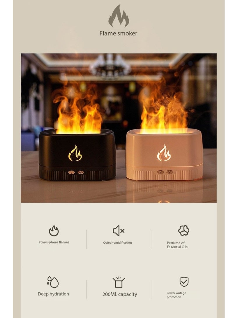 جهاز ترطيب الهواء بالموجات فوق الصوتية لمرطب الهواء المنزلي والمكتبي بمصباح محاكاة لهب LED، معطر هواء مكتبك برائحة مهدئة للنوم - Image 4