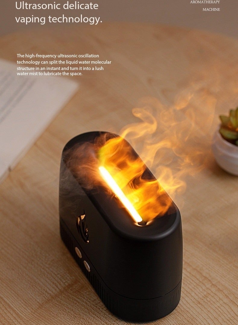 جهاز ترطيب الهواء بالموجات فوق الصوتية لمرطب الهواء المنزلي والمكتبي بمصباح محاكاة لهب LED، معطر هواء مكتبك برائحة مهدئة للنوم - Image 1