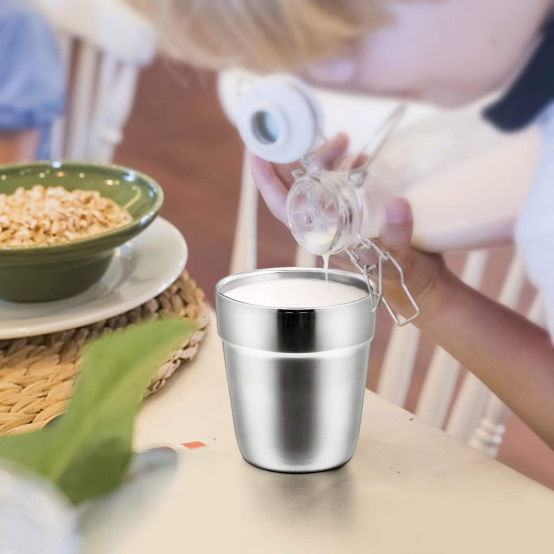 E-far Metal Cups for Kids Baby, 6 Ounce Stainless Steel Insulated Cups for Toddler Children, Training & Transition, Double Wall & Shatterproof, Mirror Polished & Dishwasher Safe - 2 Pack - Image 5