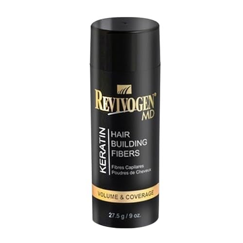 Revivogen MD Keratin Hair Building Fibers Hairline Powder Hair Fibers Hair Fibers for Thinning Hair Hair Fiber Spray Thick Fiber for Hair Men and Women Hair Filler 9oz Black - Image 1