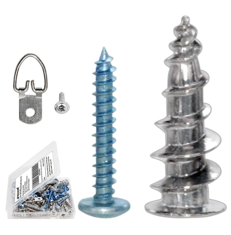 Ansoon Self-Drilling Hollow Metal Stud Wall Anchors with Screw Kit for Drywall Heavy Duty, -25 Heavy Duty Wall Anchor, 25 Tapping Mount Screws, 10 Pack D Ring Picture Hangers with Screws - Image 1