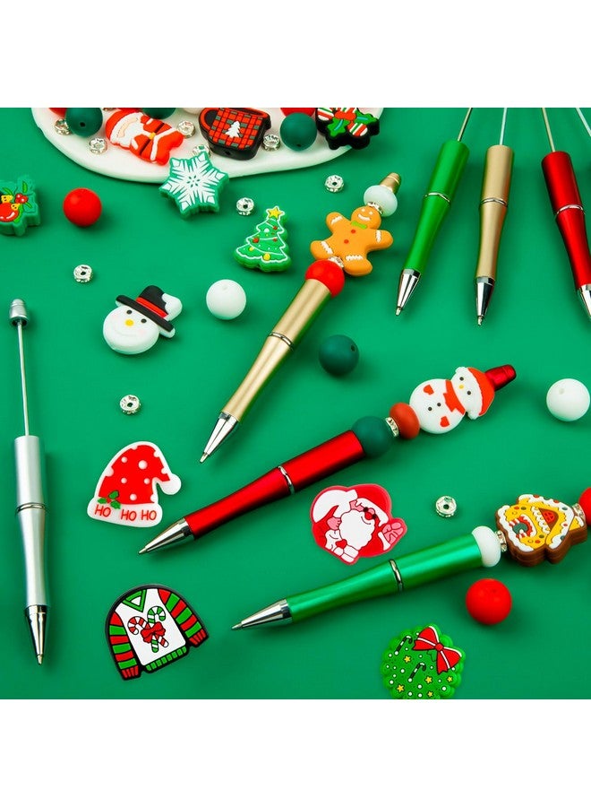 FFNIU 15Pcs Christmas Silicone Beads, Silicone Focal Beads For Pen, Xmas Tree Beads For Making Keychain Necklace Bracelet Handmade Crafts - Image 3