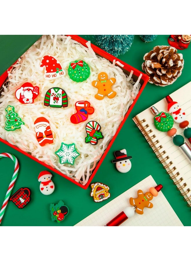 FFNIU 15Pcs Christmas Silicone Beads, Silicone Focal Beads For Pen, Xmas Tree Beads For Making Keychain Necklace Bracelet Handmade Crafts - Image 2