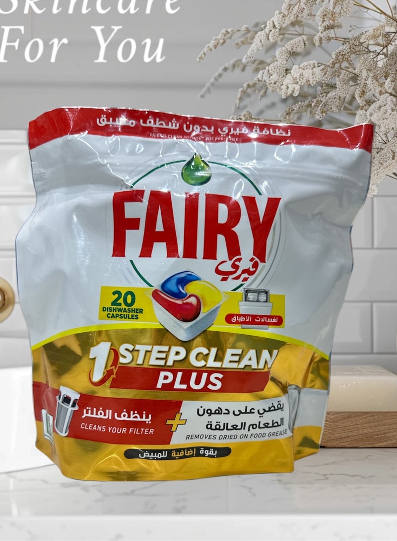 Fairy 1 Step Clean Plus Automatic Dishwasher Tablets, Lemon Scent, - Image 2