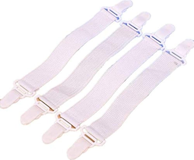 Bed Sheet Fastener, 4PCS Adjustable Bed Sheet Gripper Corner Straps Clips Fastener Suspenders Band Holderco1375