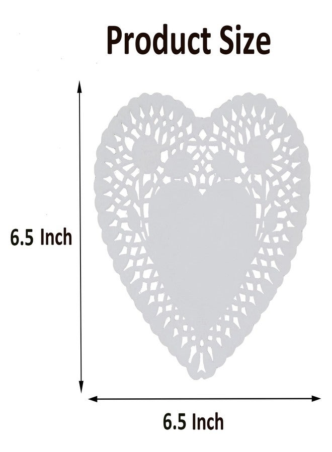 Jagrove 6.5 Inch Heart Paper Doilies Valentine's Day Heart Shaped Lace Doilies Disposable Paper Placemats for Crafts Cakes Desserts Parties Wedding Decorations Pack of 100 - Image 2