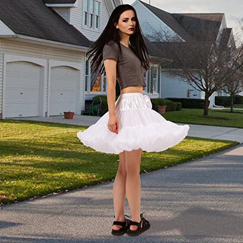 MeiLiMiYu Women's Petticoat Skirt Adult Puffy Tutu Skirt Layered Ballet Tulle Pettiskirts Dress Costume Underskirt White - Image 5