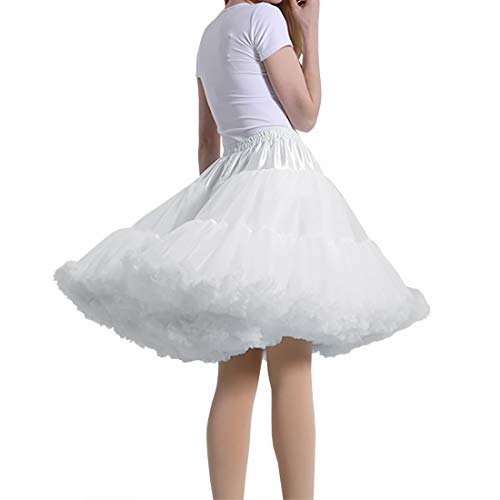 MeiLiMiYu Women's Petticoat Skirt Adult Puffy Tutu Skirt Layered Ballet Tulle Pettiskirts Dress Costume Underskirt White - Image 1