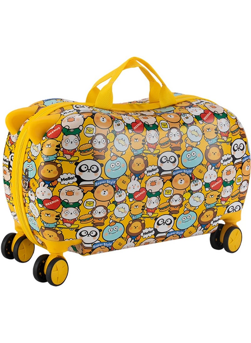 CityRiya-Long Kids Travel Bags Travel Luggage Children's Travel Suitcase Kids Carry On Luggage 20 Inch Travel Luggage Hardside Rolling Suitcase Trolley Bag Case for Boys Toddlers Children Yellow - Image 1