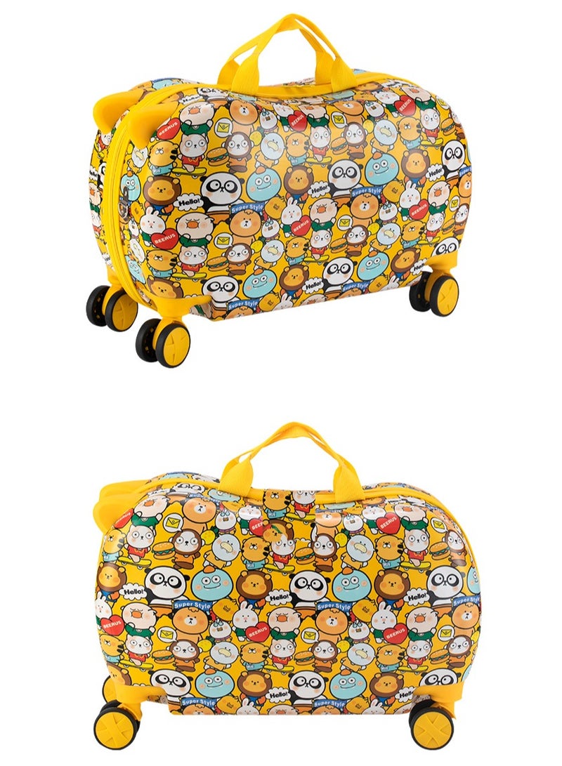 CityRiya-Long Kids Travel Bags Travel Luggage Children's Travel Suitcase Kids Carry On Luggage 20 Inch Travel Luggage Hardside Rolling Suitcase Trolley Bag Case for Boys Toddlers Children Yellow - Image 2