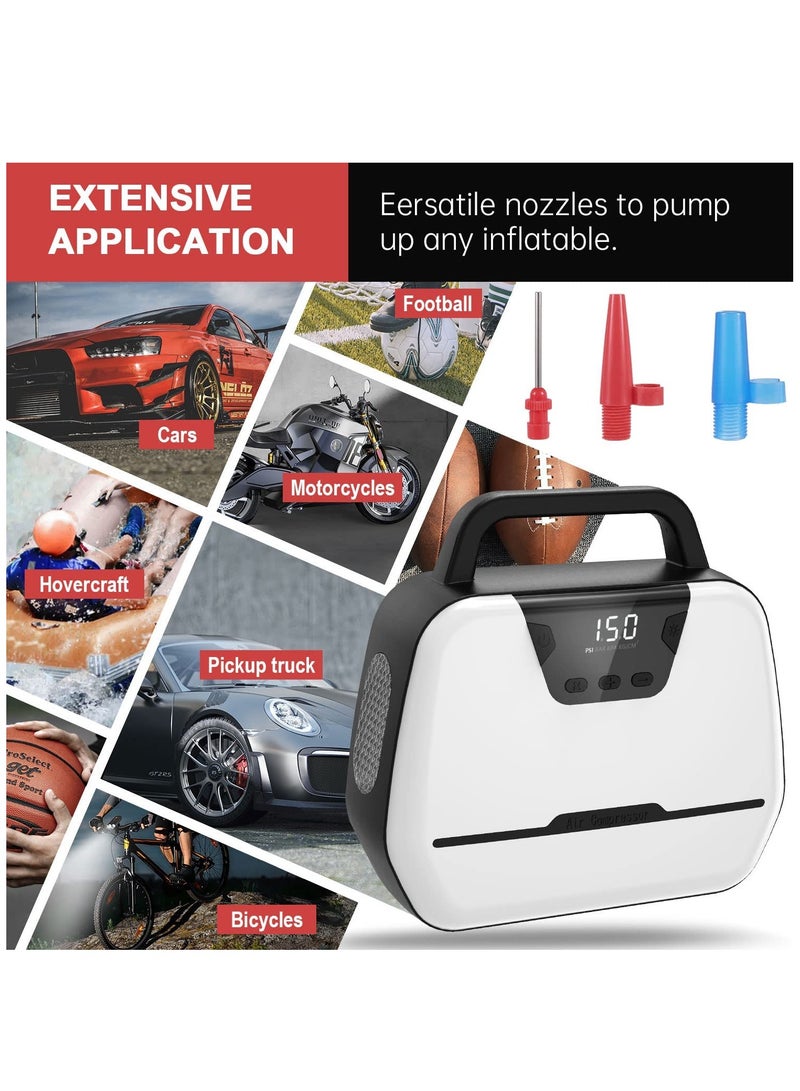 KASTWAVE Portable Air Compressor for Car Tires, Electric Air Pump for Bike and Other Inflatables at Home, Dual Powerful Motors Wheel Tire Inflators with Digital Pressure Gauge (LED Light) - Image 5
