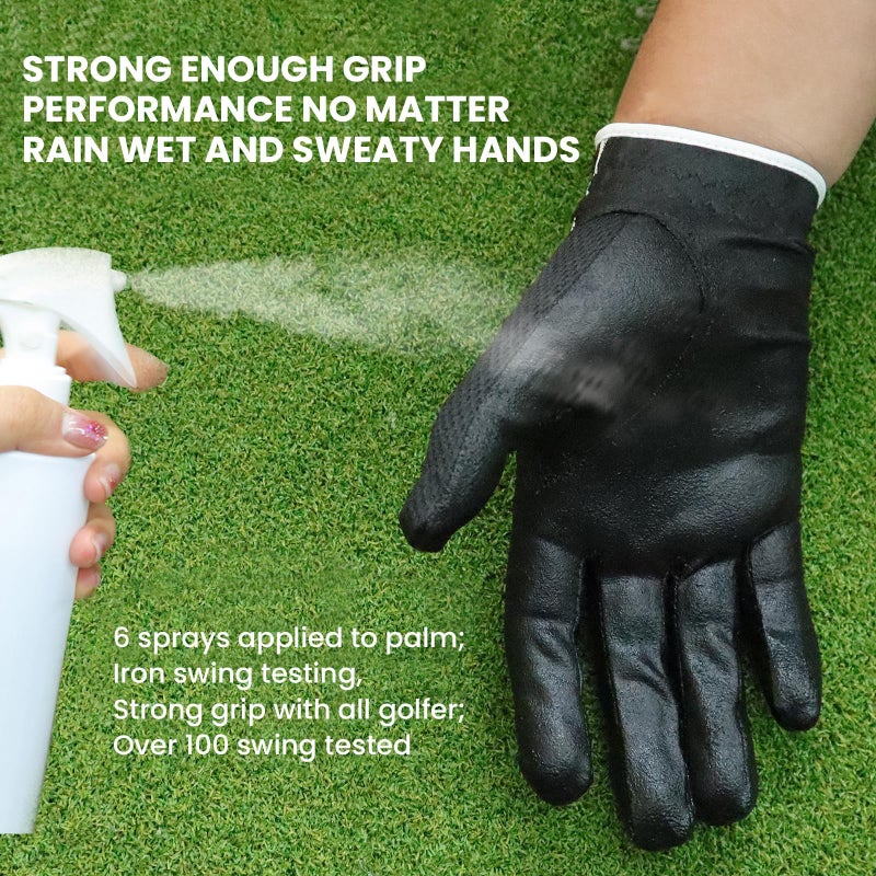 FINGER TEN Menâ€™s Golf Glove Left Hand Rain Grip Pack, Durable Fit for Hot Wet All Weather (Black, Small) - Image 5