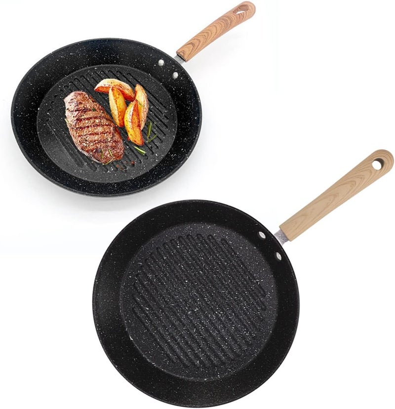 Round Frying Pan, Universal Non-stick Coated Iron Grill Pan with a Flat Floor for Meat, Steak, Fish, Breakfast - Image 3
