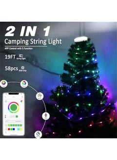 Arabest LED Camping String Light with App Control, 19FT Rechargeable Colorful Waterproof Hanging Outdoor Tent Garden Party Decoration.  - Image 2