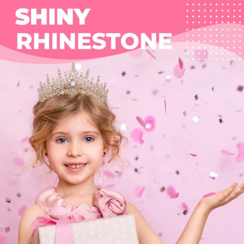 Papoopy Birthday Tiara Crown with Sash for Women, Headband Hair Accessories for Wedding Party Costume Gold - Image 4