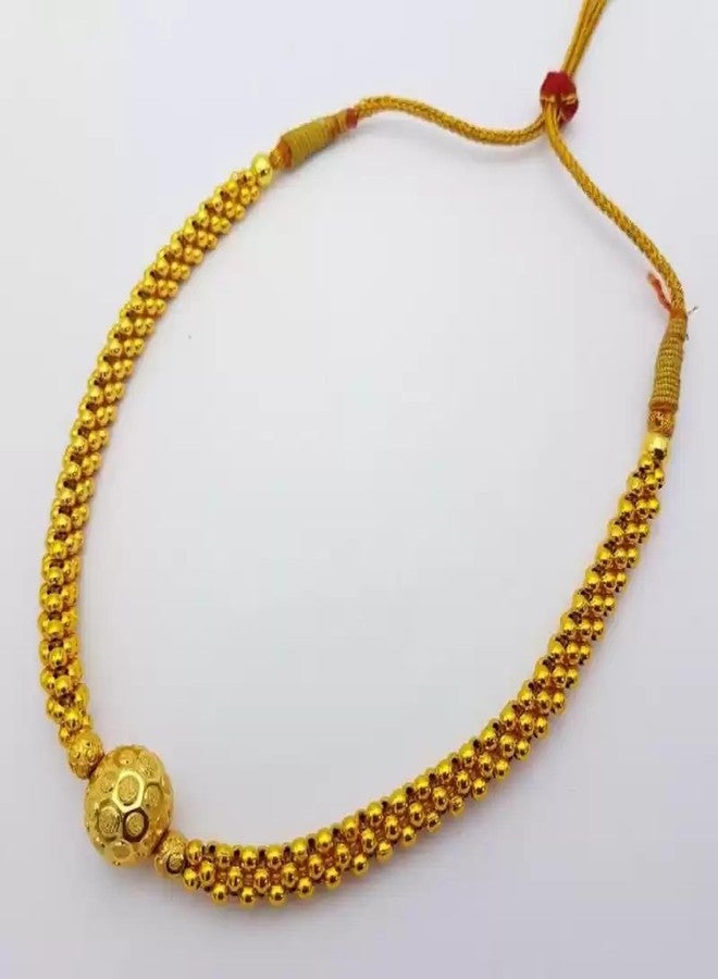 Lila Traditional Wedding Maharashtrian Kolhapuri Thushi Saaj Thushi Mangalsutra Pendant Locket Necklace Set Jewellery - Image 3