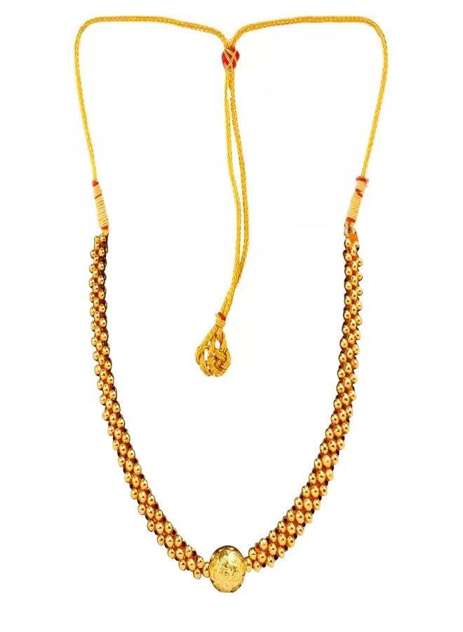 Lila Traditional Wedding Maharashtrian Kolhapuri Thushi Saaj Thushi Mangalsutra Pendant Locket Necklace Set Jewellery - Image 1