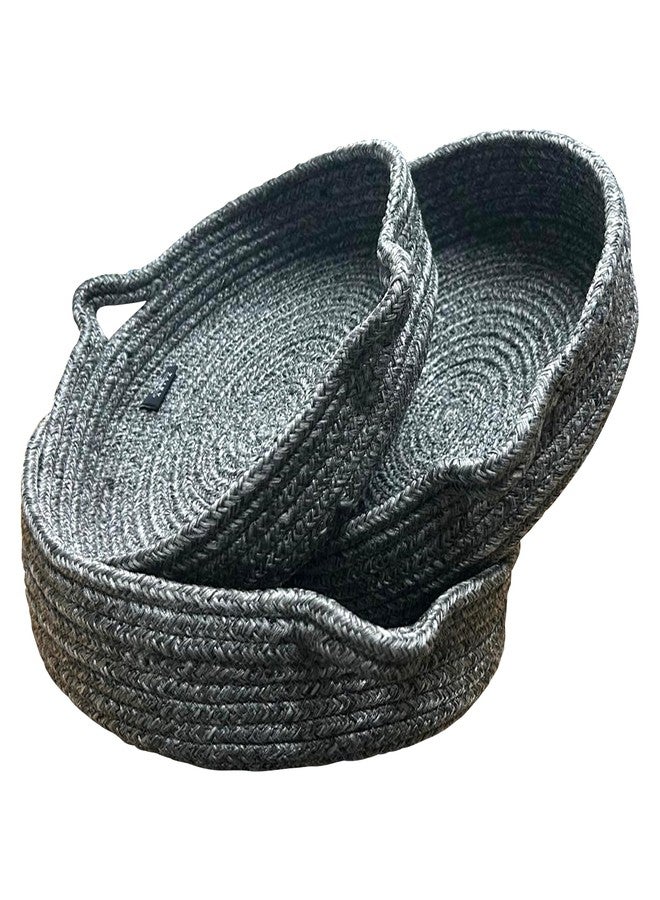 Ariya Handcrafted Round Storage Basket (4096 | Dark Gray | Pack of 3) Durable PP & Cotton Blend Multipurpose Organizer for Clothes, Toys & Home Decor, Lightweight Eco-Friendly Rope Basket - Image 1