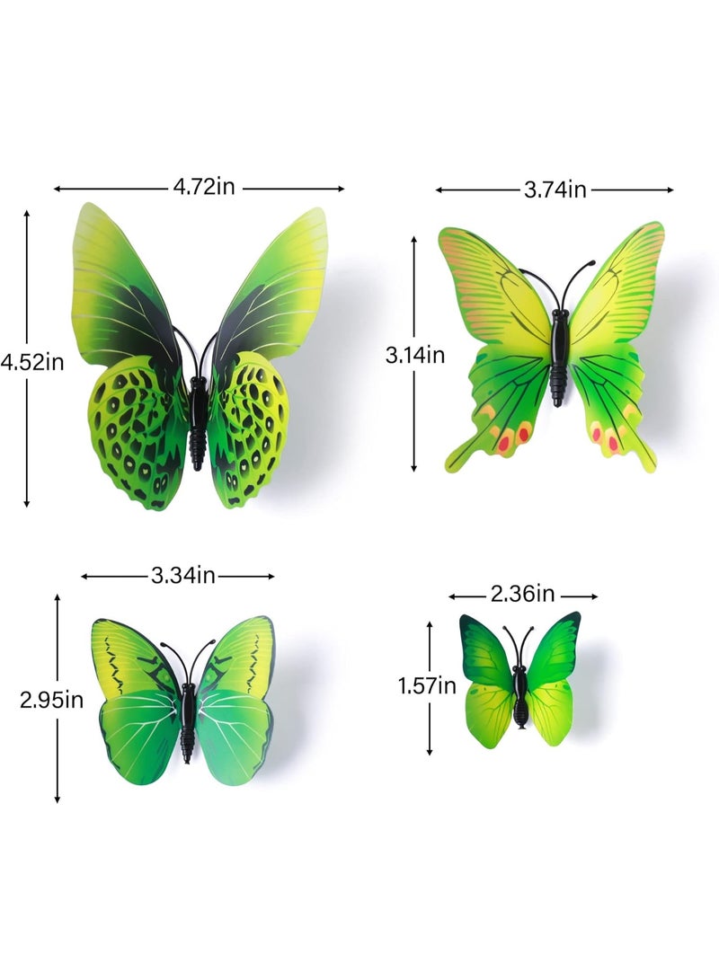 12 pcs of butterfly wall stickers, 3D self-adhesive magnetic butterfly wall stickers, detachable decorative wall stickers, suitable for children's rooms, bedrooms, living rooms, offices, party decorations, etc. (green) - Image 4