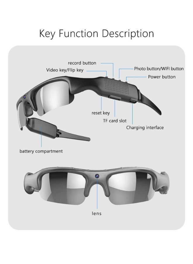 Western Mountains Sports camera for glasses with high-definition 1080P, Wi-Fi connection to the phone, and audio and video recording - Image 3