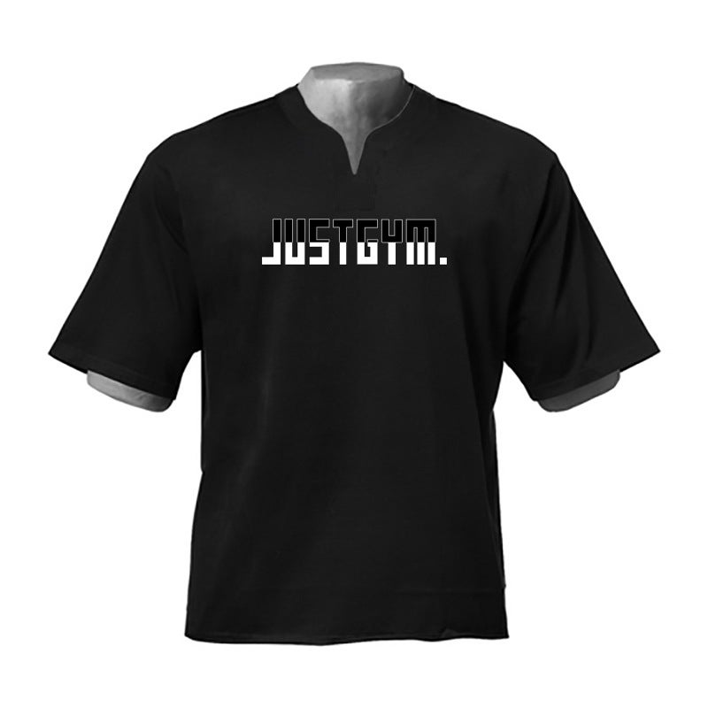 Sports Short-Sleeved Men'S T-Shirt Loose Fashion Brand Drop-Shoulder Sleeve Training Muscle Iron Summer Thin Ins - Image 1