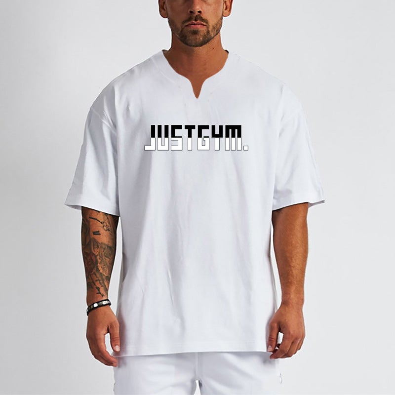 Sports Short-Sleeved Men'S T-Shirt Loose Fashion Brand Drop-Shoulder Sleeve Training Muscle Iron Summer Thin Ins - Image 2