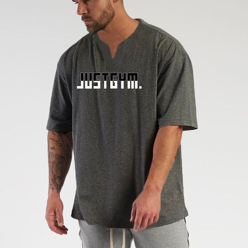 Sports Short-Sleeved Men'S T-Shirt Loose Fashion Brand Drop-Shoulder Sleeve Training Muscle Iron Summer Thin Ins - Image 4