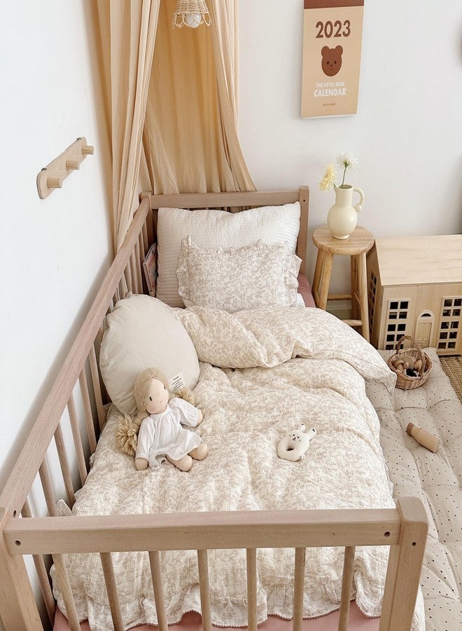 AOJIM Muslin Kids Duvet Cover with Forest Themed Patterns, 100% Cotton Toddler Comforter Cover 47X59'', Ruffled Design Baby Crib Quilt Cover 2-Layer Gauze for Boys Girls, No Comforter or Pillowcases - Image 5