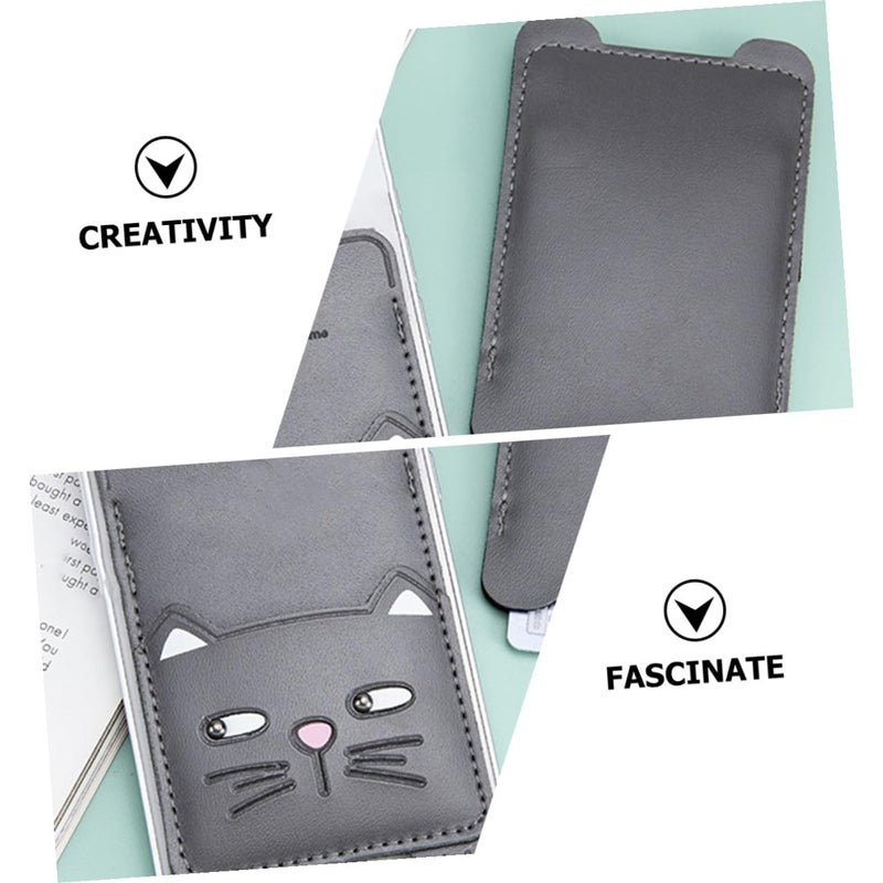 Cute Cat Design Pu Leather Phone Card Holder Adhesive Back Sticker Wallet For Travel - Image 4