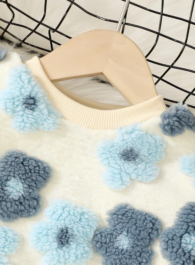 Take Two Take Two Girl's 3D Floral Detail Long Sleeve Sweatshirt