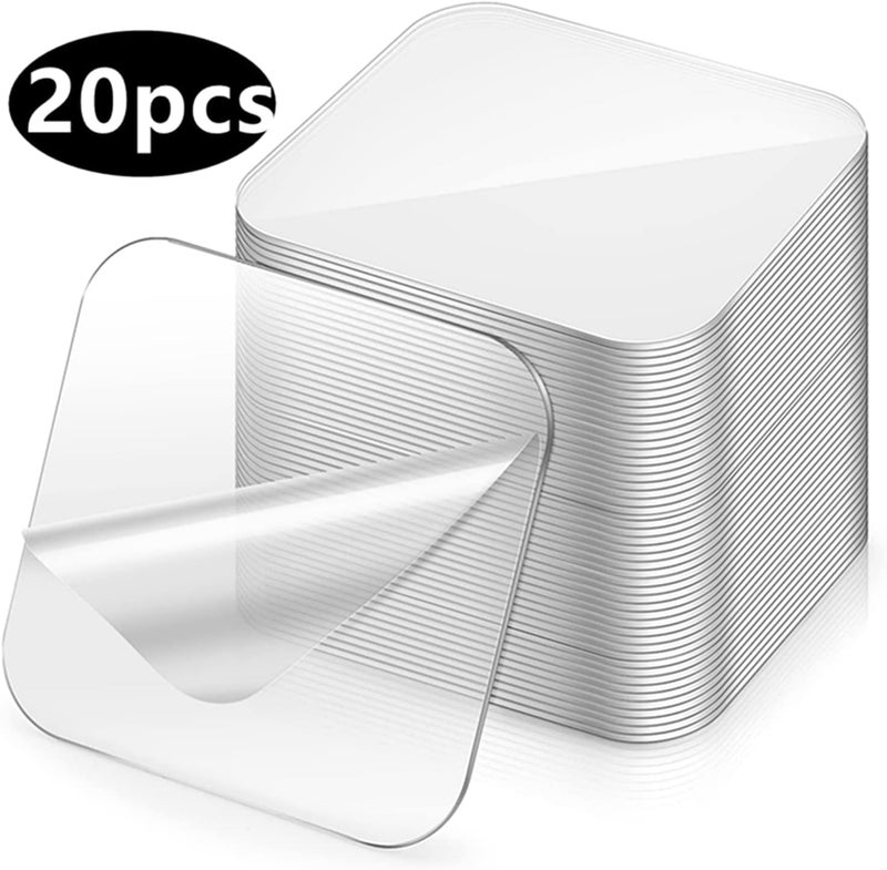 GQ Clear Double Sided Mounting Tape Squares, Heavy Duty Traceless Adhesive Pads, 6cm x 6cm, Removable Waterproof Gel Stickers for Wall Hanging, 20 Pieces - Image 2