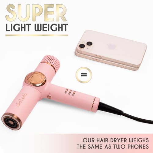 ELLA BELLA® Professional Ionic Hair Dryer with Diffuser • Negative Ion Blow Dryer • Suitable All Hair Types • Intelligent Heat Control & Rapid Drying Speeds • Lightweight Design • Low Noise Technology - Image 3