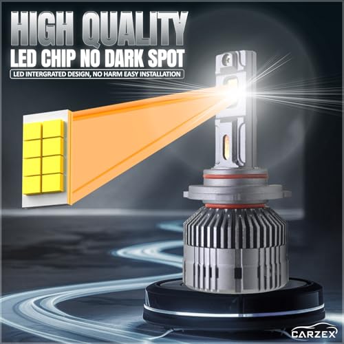 Carzex Crystal Eye 9005/HB3 LED Headlight Bulbs – 150W (75W x 2), 12,000 Lumens, 6500K Cool White – Super Bright LED Conversion Kit for Cars X4 SERIES (Set of 2, 1-Year Warranty) - Image 3