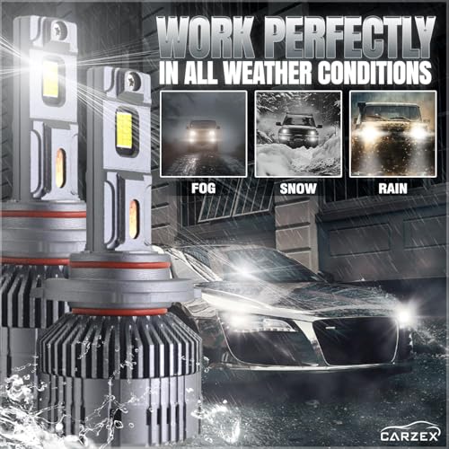 Carzex Crystal Eye 9005/HB3 LED Headlight Bulbs – 150W (75W x 2), 12,000 Lumens, 6500K Cool White – Super Bright LED Conversion Kit for Cars X4 SERIES (Set of 2, 1-Year Warranty) - Image 4