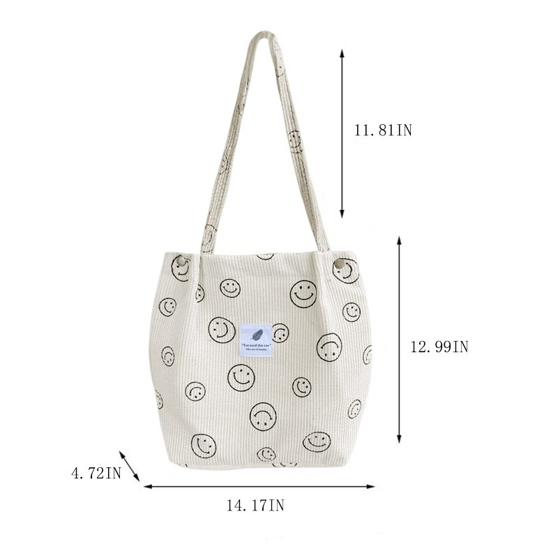 JARKJARD Corduroy Tote Bag Aesthetic Cute Tote Bags Large School Shoulder Bags for TeenGirls Trendy Stuff(Beige) - Image 5
